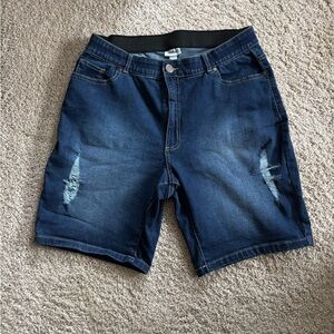 Avenue Dark Blue Jean Shorts